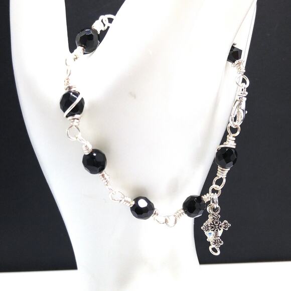 Handmade Wire Wrapped Bracelet, Cross Charm - Picture 5 of 9